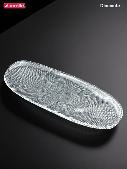 Блюдо овальное 42 см. из стекла, Diamante