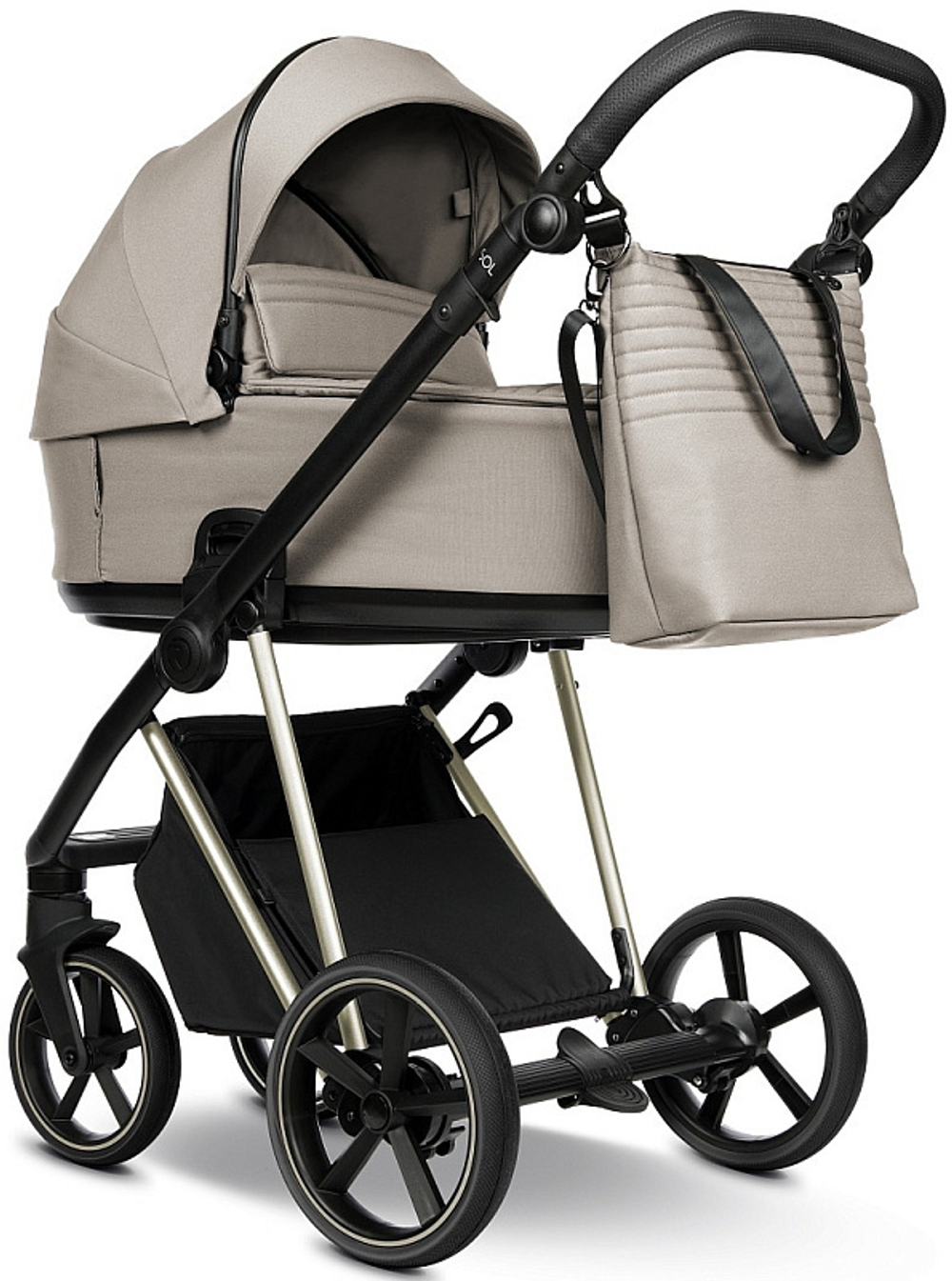 Детская коляска Roan Sol Vintage Luxury 2.0 3 в 1 с автокреслом Tutis Elo Black VIN 06/HZ Hazel/Champagne/руч.Black