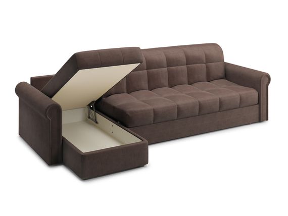 Диван угловой с оттоманкой Палермо 1,8 - Velutto 23 шоколад/кант Velutto 23 шоколад