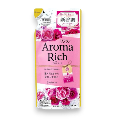 Кондиционер для белья Lion Япония Soflan Aroma Rich Catherine, персик, клубника, роза и пион, 400 мл