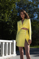 Жакет льняной укороченный драпированный