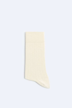 ZARA НОСКИ ИЗ РЕЛЬЕФНОЙ ТКАНИ В РУБЧИК, ЭКРЮ