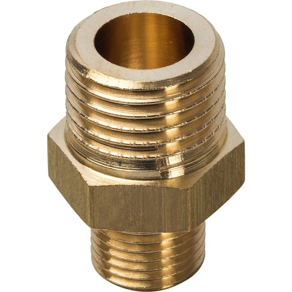 Ниппель редукционный STOUT SFT 0003 - 1/4" x 1/8" (для стальных труб, латунь без покрытия)