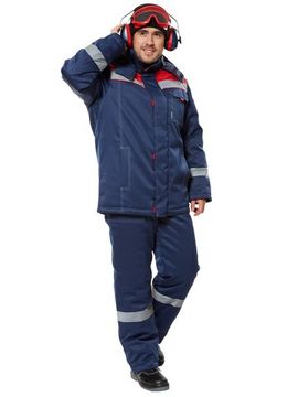 Костюм зимний "Тимбер" полукомбинезон (синий/красный)