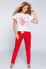 Оригинальная женская пижама Maddy с принтом (Размер: S) (Цвет: белый с красным)