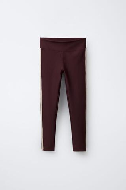 ZARA ЛЕГИНСЫ В РУБЧИК С ЛАМПАСАМИ, БУРГУНДИ