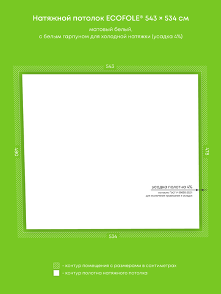 Матовый натяжной потолок 25.8 м2