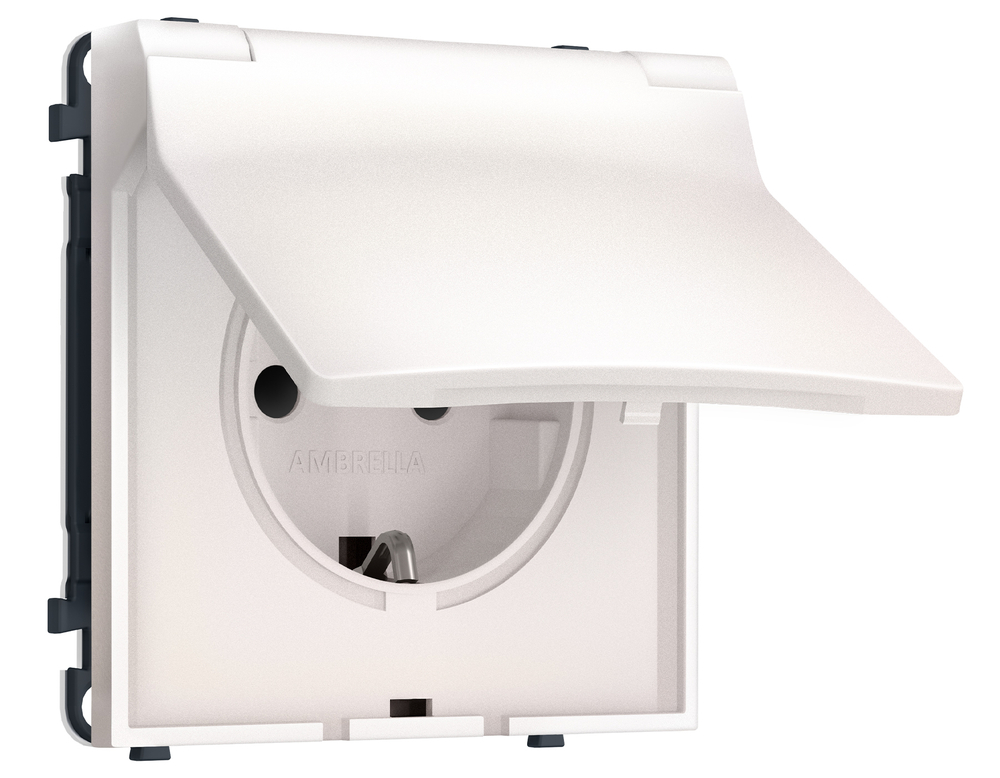 MS208010 Комплект механизма электрической розетки SIGMA Жемчуг 50Hz 2P+E с/з с/ш и крышкой IP44 16A-250V QUANT PRO (SP2080, PR141)