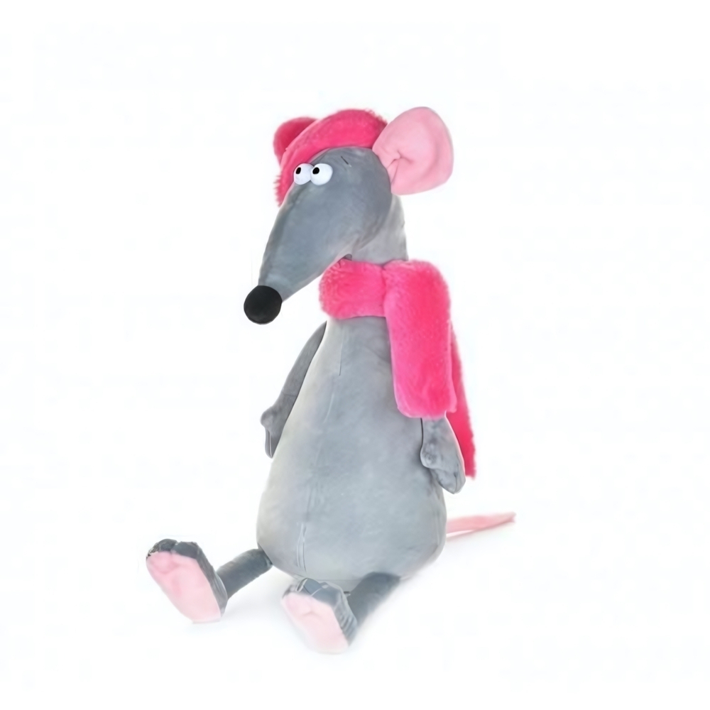 Крыска Лариска в шарфе и шапке, 34 см.