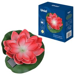 USL-S-826-PT060 RED WATERLILY Садовый светильник на солнечной батарее Красная кувшинка. Плавающий. 1 светодиода. Теплый белый свет. 1xААA Ni-Mh аккумулятор в-к. IP44. TM Uniel