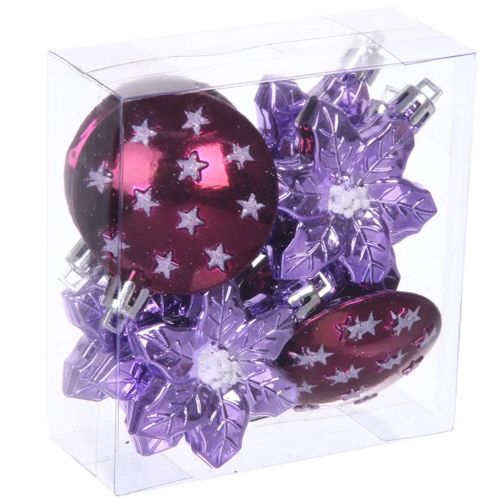 Набор ёлочных украшений «Сказочная зима» 45 предметов, Рубин/Розовый/Лаванда