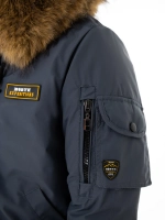 Куртка зимняя короткая с капюшоном и опушкой