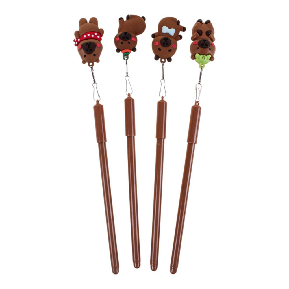 Ручка гелевая "Капибара", 0,5мм, синяя, с игрушкой, 4 вида микс (Комплект 40шт.)