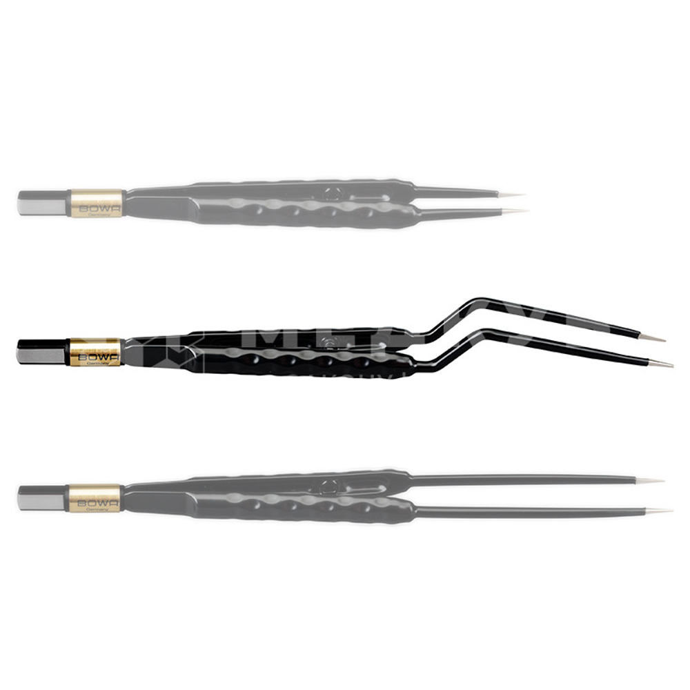 Пинцет биполярный прямой антипригарный BOWA NON-Stick-Gold сферическая рукоятка, длина 180 мм, наконечники прямые 1 мм, разъем евростандарт