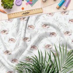 Ткань флис акварельный ёжик