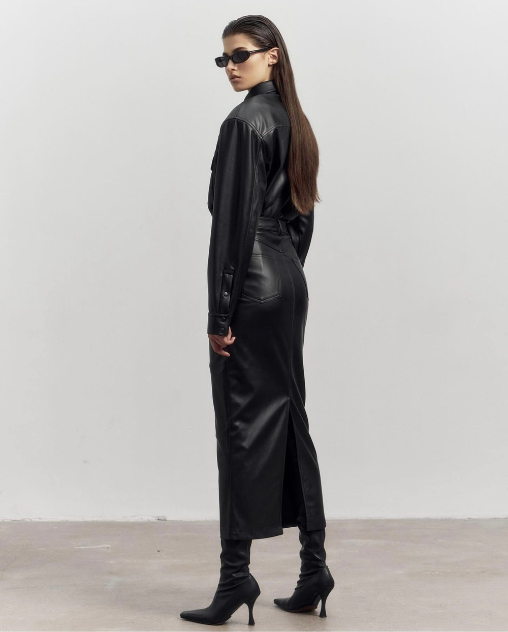 Юбка макси из экокожи