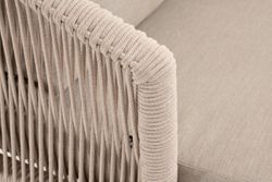 "Верона" кресло плетеное из роупа, каркас алюминий белый муар, роуп бежевый круглый, ткань бежевая 052