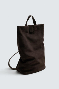 ZARA КОЖАНАЯ СУМКА-ШОПЕР, КОРИЧНЕВЫЙ