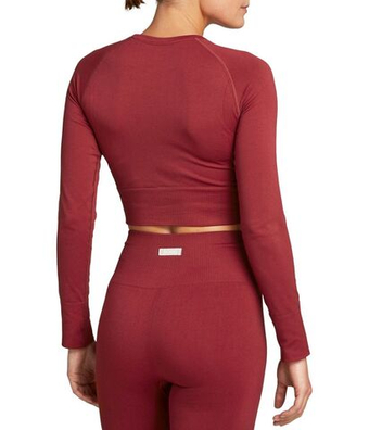 Женская теннисная футболка с длинным рукавом Björn Borg Stockholm Seamless Crop Top W - biking red