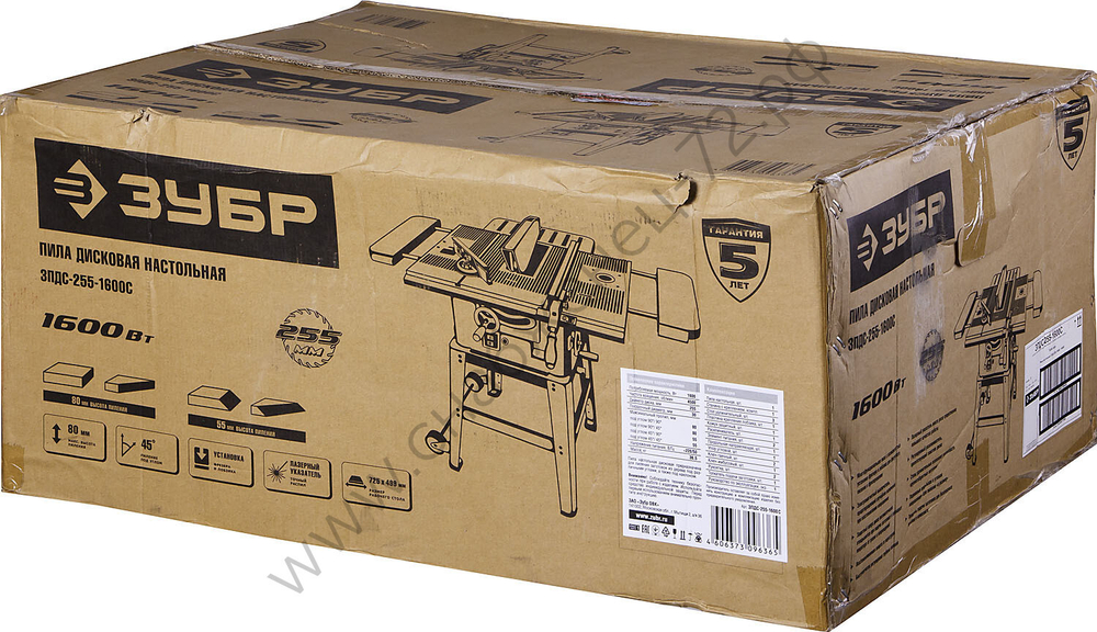 ЗУБР d 255 мм, 1600 Вт, распиловочный станок (ЗПДС-255-1600С)
