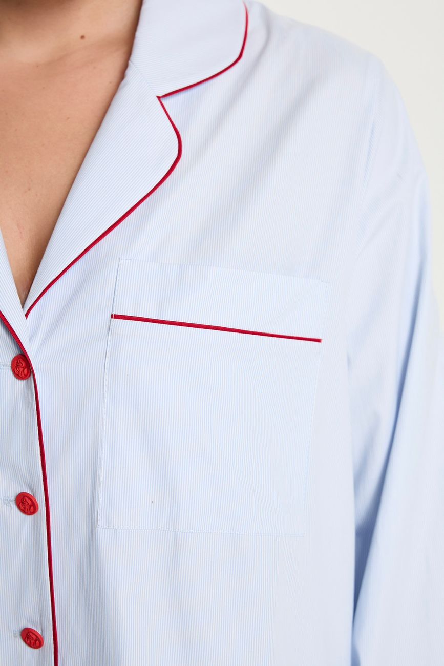 Костюм в полоску с кантом, голубой