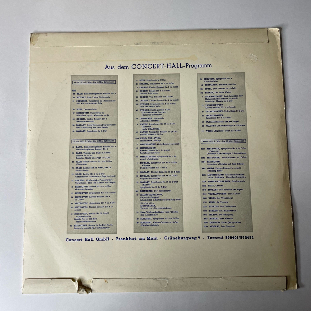 Винтажная виниловая пластинка LP Beethoven Бетховен, Carl Bamberger, Walter Goehr, Frankfurter Opernorchester, Symphonie Симфония Nr. 4 (Германия 1962)