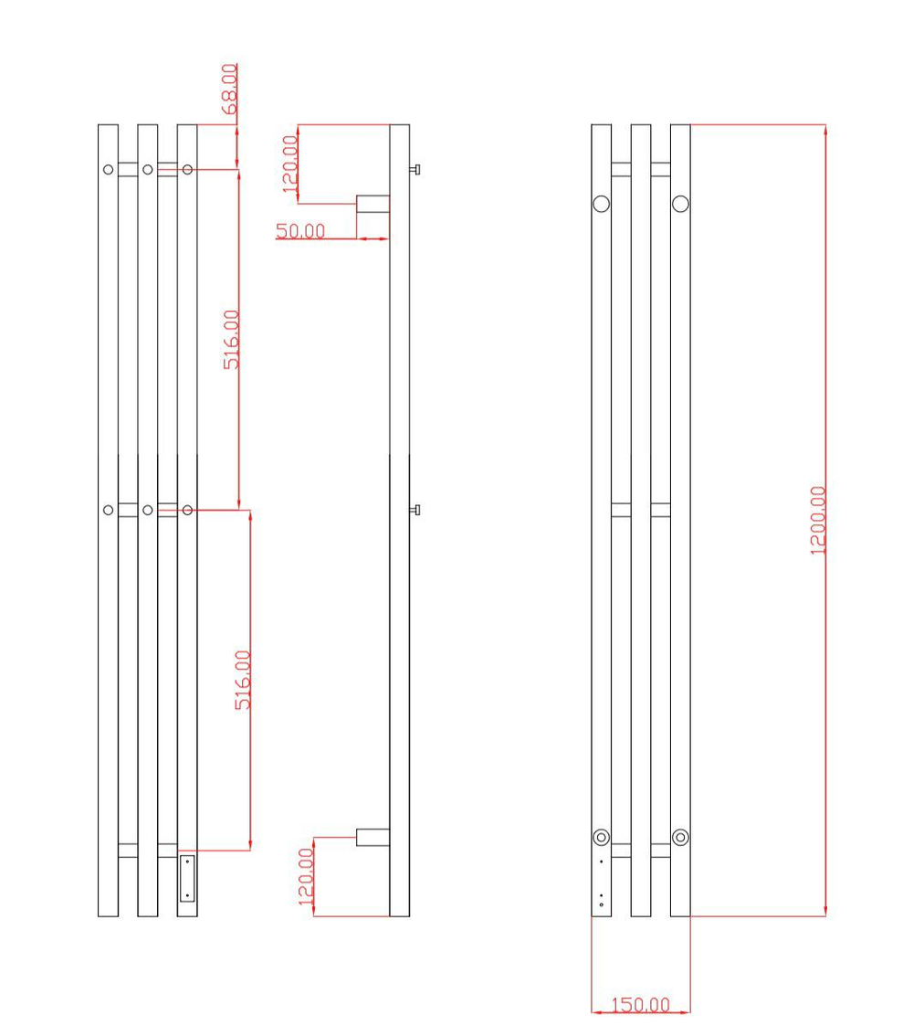 Полотенцесушитель электрический с/т Comfysan Альто (Alto) EC-3 120/12, никель, гальваника