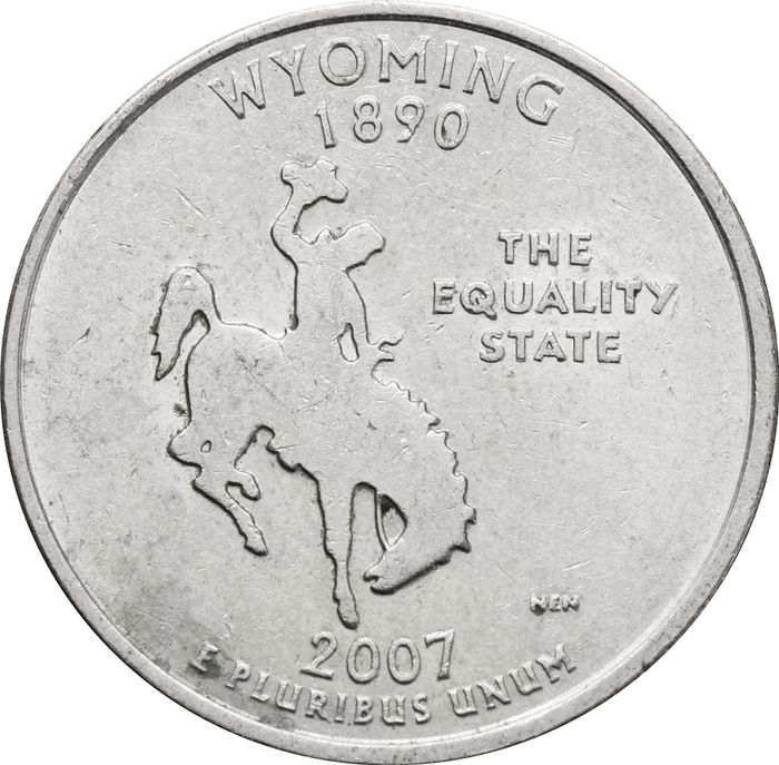 25 центов (1/4 доллара, квотер) 2007 США «Штат Вайоминг» (P)
