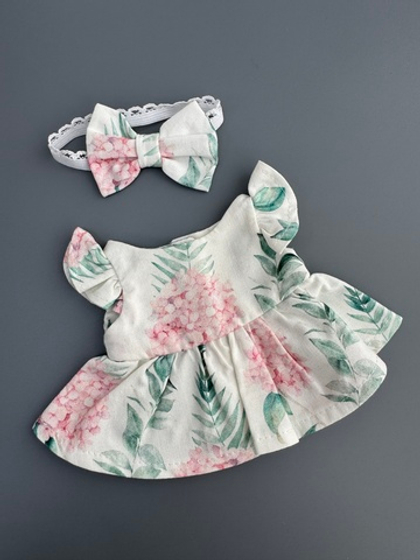 Платье "Гортензии" с бантиком на голову для любого пупса 26 см (сам пупс в комплект не входит)