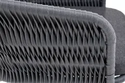 "Бордо" стул барный плетеный из роупа (колос), каркас из стали серый (RAL7022) муар, роуп серый 15мм, ткань темно-серая 027