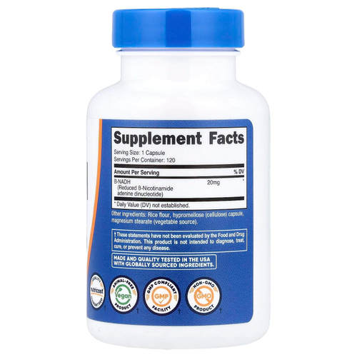 Nutricost, НАДН, 20 мг, 120 капсул