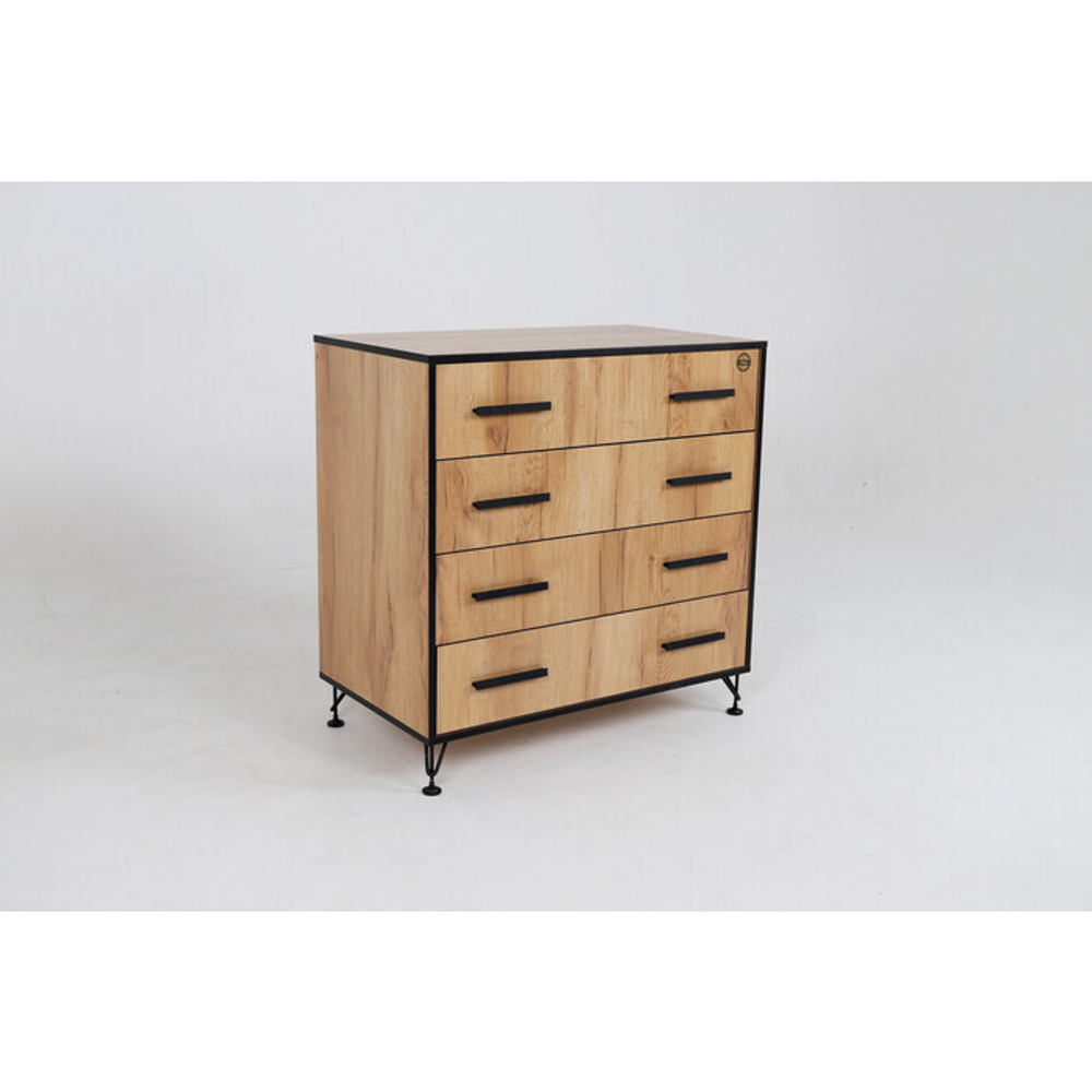 ЛОФТ-8 Комод (корпус) (Дуб Крафт Золотой)/(опора) (фурнитура) (Квадрат) Ивару