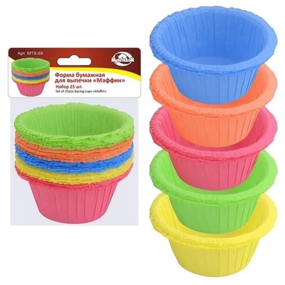 Форма бумажная для выпечки Маффин. Набор 25шт. Диаметр 7,5 см, высота 3,5 см.