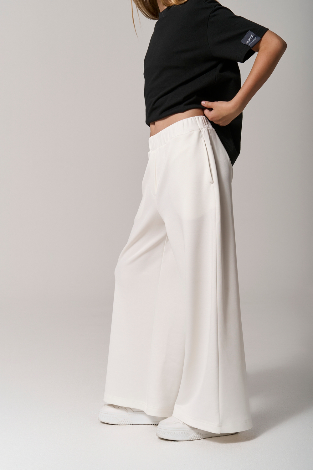 Брюки трикотажные wide leg белые