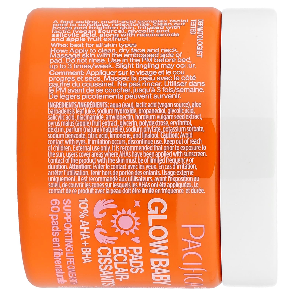 Pacifica, Glow Baby, осветляющие пилинги, 60 шт.