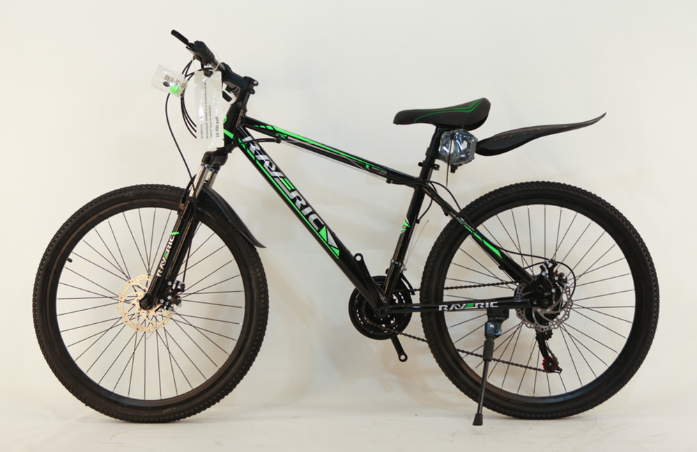 Велосипед 26" Raveric 21скор (стальная рама, диск. тормоз) Черно-зеленый №19-3