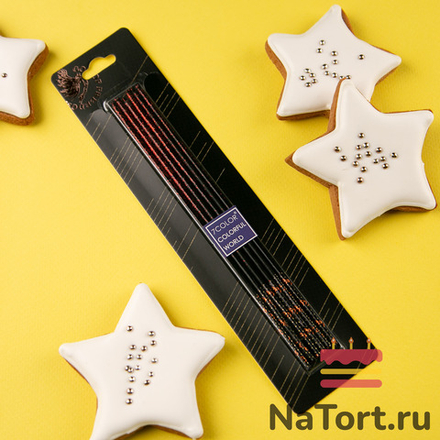 Набор свечей для торта «Полночь» (красные блестки, 17 см) 6 шт