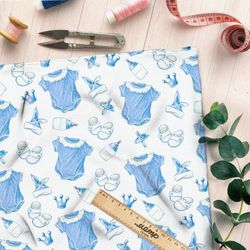 Ткань муслин голубая детская одежда