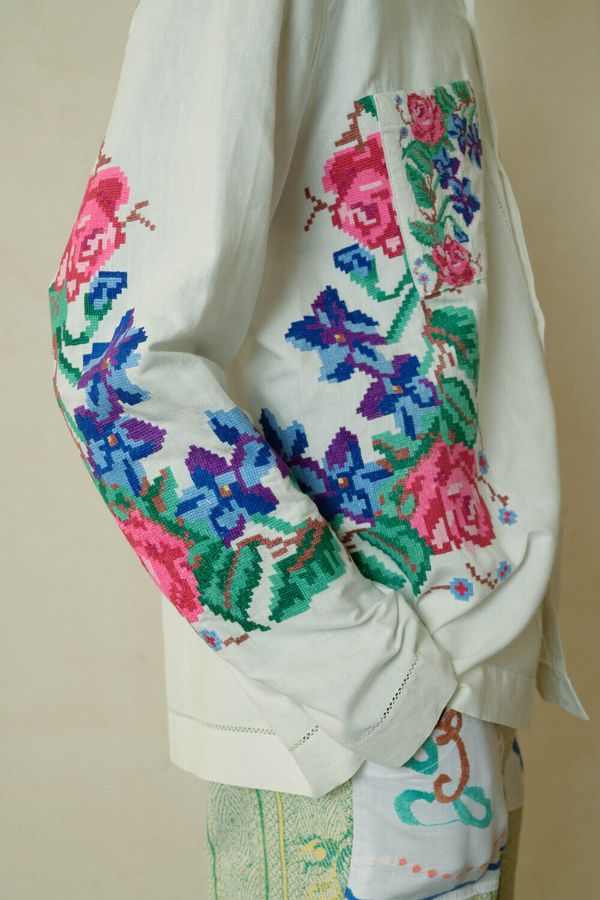 Рубашка Цветущая / Pink Blooming Long Sleeve белая - фото 3