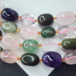 Микс кварцев, крупная галтовка, 12-15 мм, камни овалы, цена за нить 12.5 - 13 см (1/3 нити)