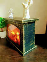 Светодиодный декоративный камин с эффектом живого огня 28х20х12 см, патина золотая бронза