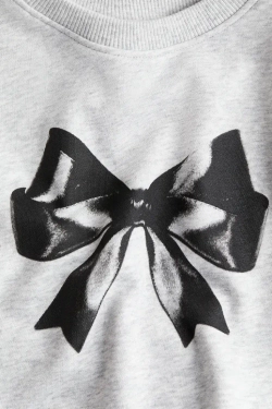 H&M Толстовка с круглым вырезом и принтом, светло-серый