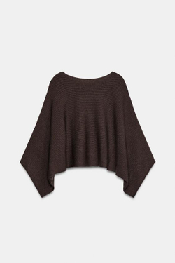 ZARA УКОРОЧЕННЫЙ СВИТЕР-НАКИДКА, КОРИЧНЕВЫЙ