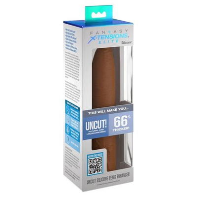 Кофейная насадка-удлинитель Uncut Silicone Penis Enhancer - 17,8 см. (Цвет: кофейный)