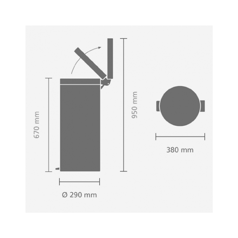 Ведро для мусора Brabantia МС полированная сталь 30л схема