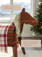 Конь деревянный 115х70х135, Харри, фигура, декорация, массив сосны, красный, Dipriz