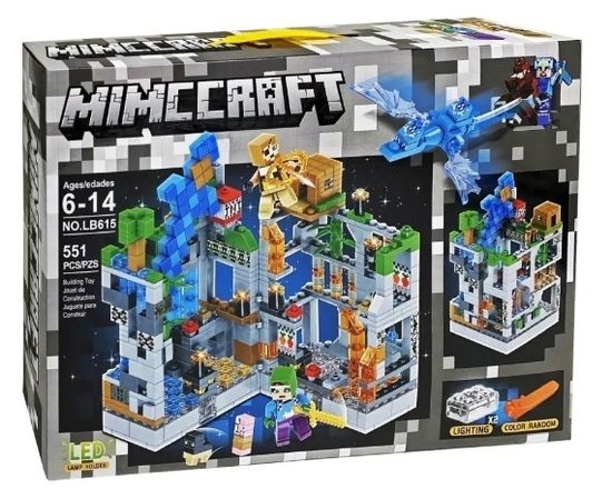 Конструктор Майнкрафт Сражение за серую крепость 551 деталь светящийся с LED-подсветкой