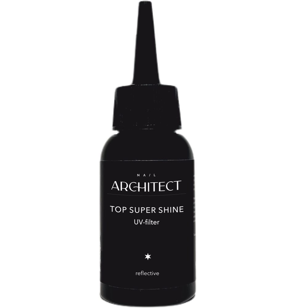 Nail ARCHITECT TOP NO WIPE Топ ноу вайп, кристально прозрачный. Не желтит на белом. Не синит на черном, 50 мл
