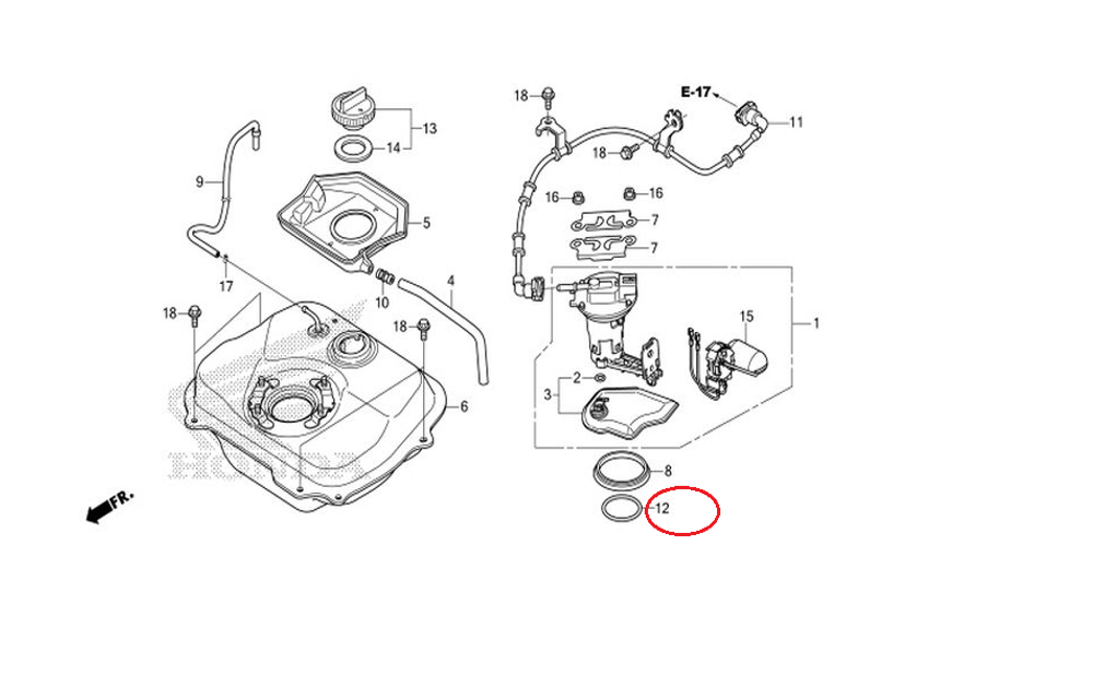 17572-GGL-J00. O-RING, FUEL PUMP
