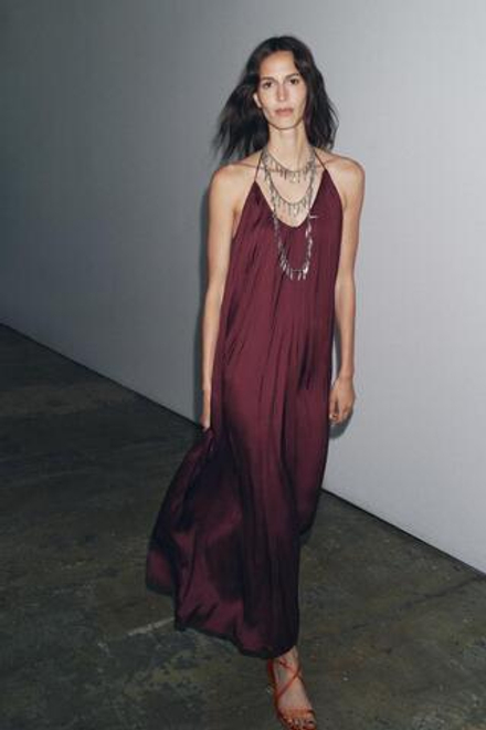 ZARA ПЛАТЬЕ МИДИ — ZW COLLECTION, КАШТАНОВЫЙ